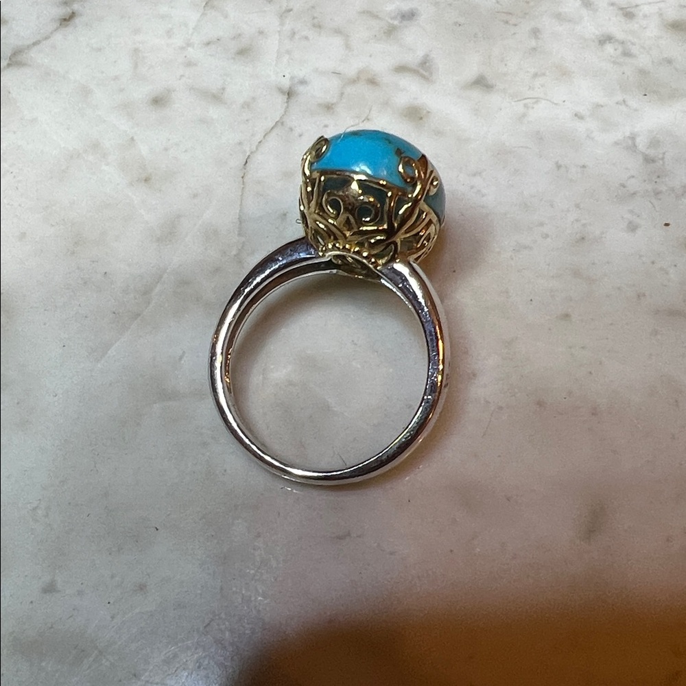 Designer Michelle Albala 925 Vermeil Turquoise Ring - Picture 7 of 8